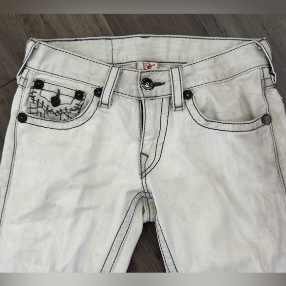 True Religion White w/Black Stitching Straight Men's Jeans size 29 - Picture 4 of 8